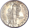 Rückseite der geflügelten Freiheitshaupt (Merkur)-Münze (1916), ein Bündel mit „fasces“ ist neben einem Olivenzweig postiert; damit sollte ursprünglich Amerikas Bereitschaft zum Krieg, verbunden mit der Sehnsucht nach Frieden, symbolisiert werden